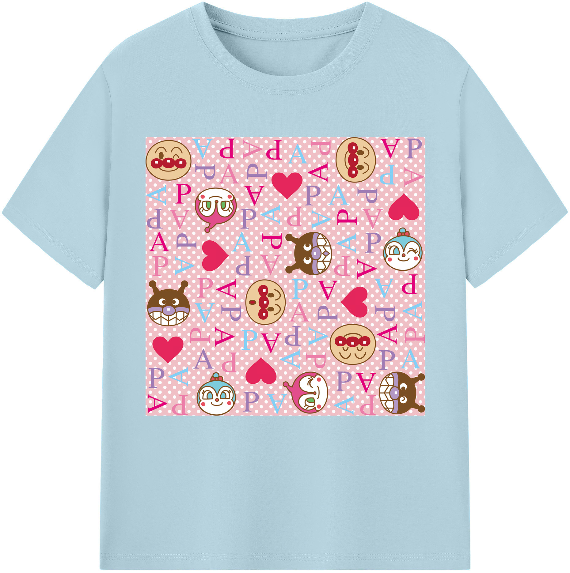 （画像用） アンパンマン Anpanman 綿100％半袖Tシャツ（フロントプリント）